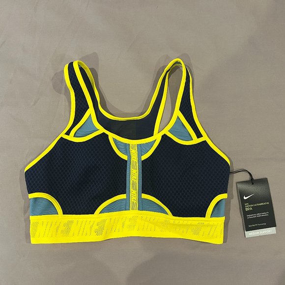 Nike Swoosh Ultrabreathe Neon Medium Support Sports Bra Mesh - Picture 1 of 6